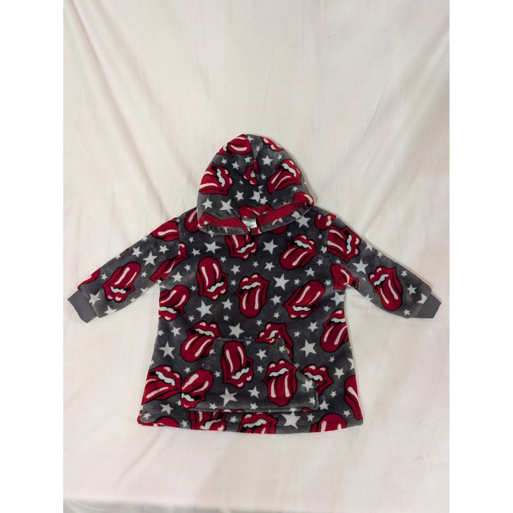The Rolling Stones Toddler Fleece Hoodie Grey Red Tongue Stars 4T FL2416333RG